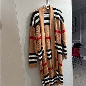 Striped Tan and Black Women's Sweater